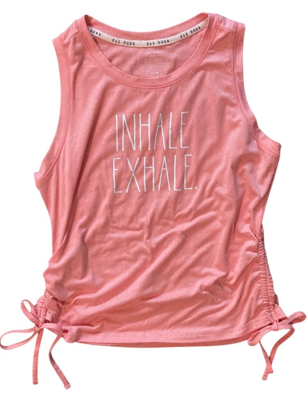 Women's RAE DUNN Side Tie Tank Top INHALE. EXHALE. Pink Size XL